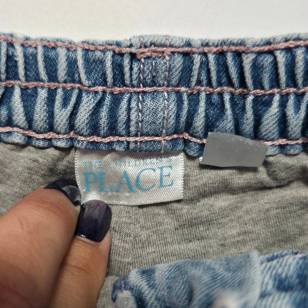 Vintage Childrens Place Baby Girl Floral Embroidered Lined Jeans 3-6 Months Blue